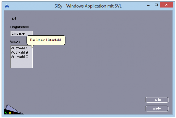 SVL-Anwendung mit ListBox